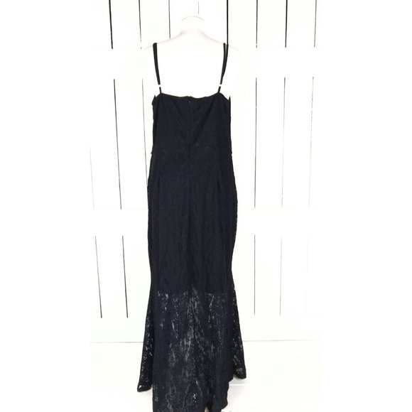 Black stretch lace sleeveless mermaid maxi dress - Picture 5 of 5